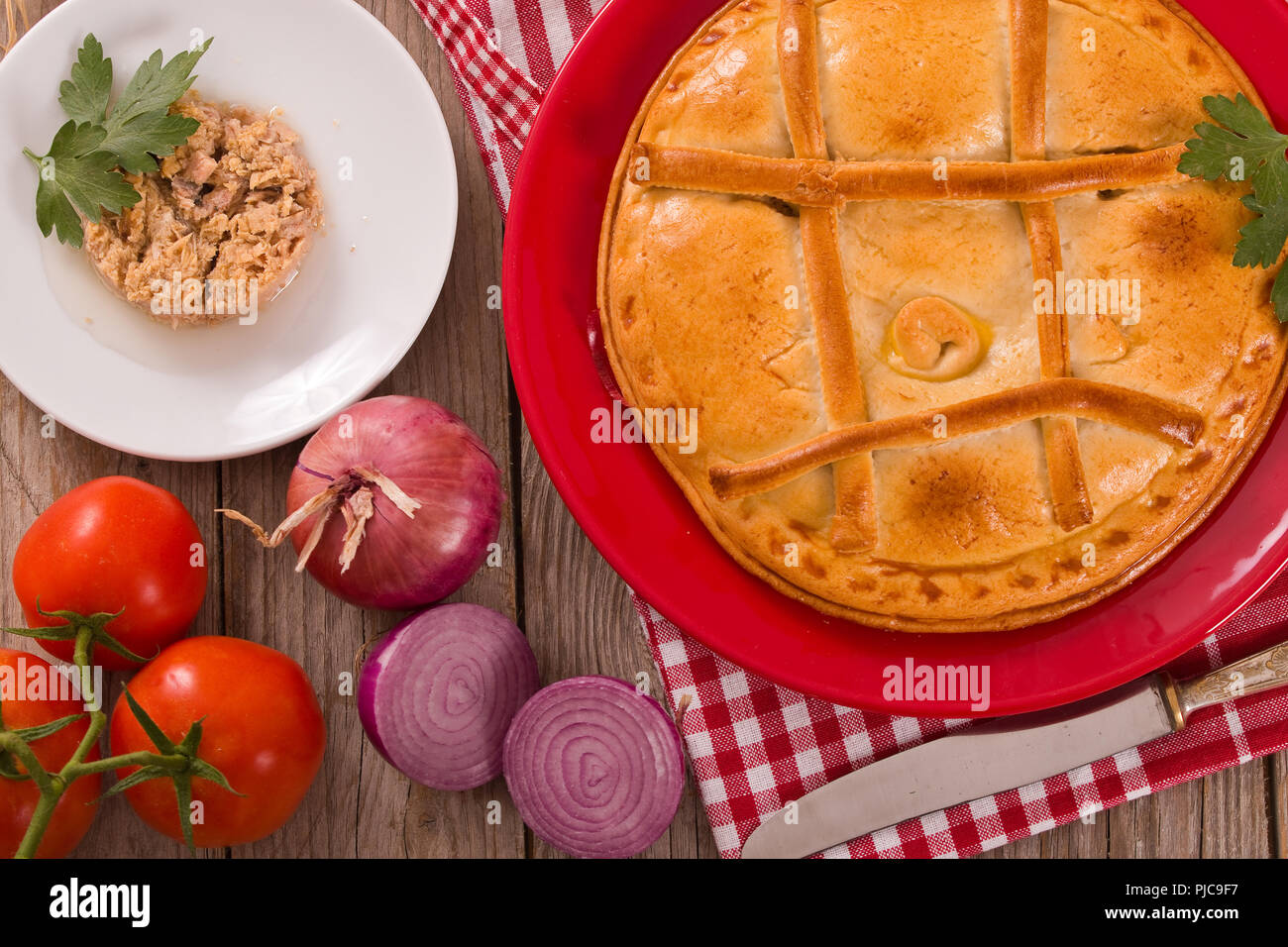 Spanish tuna pie Stock Photo Alamy