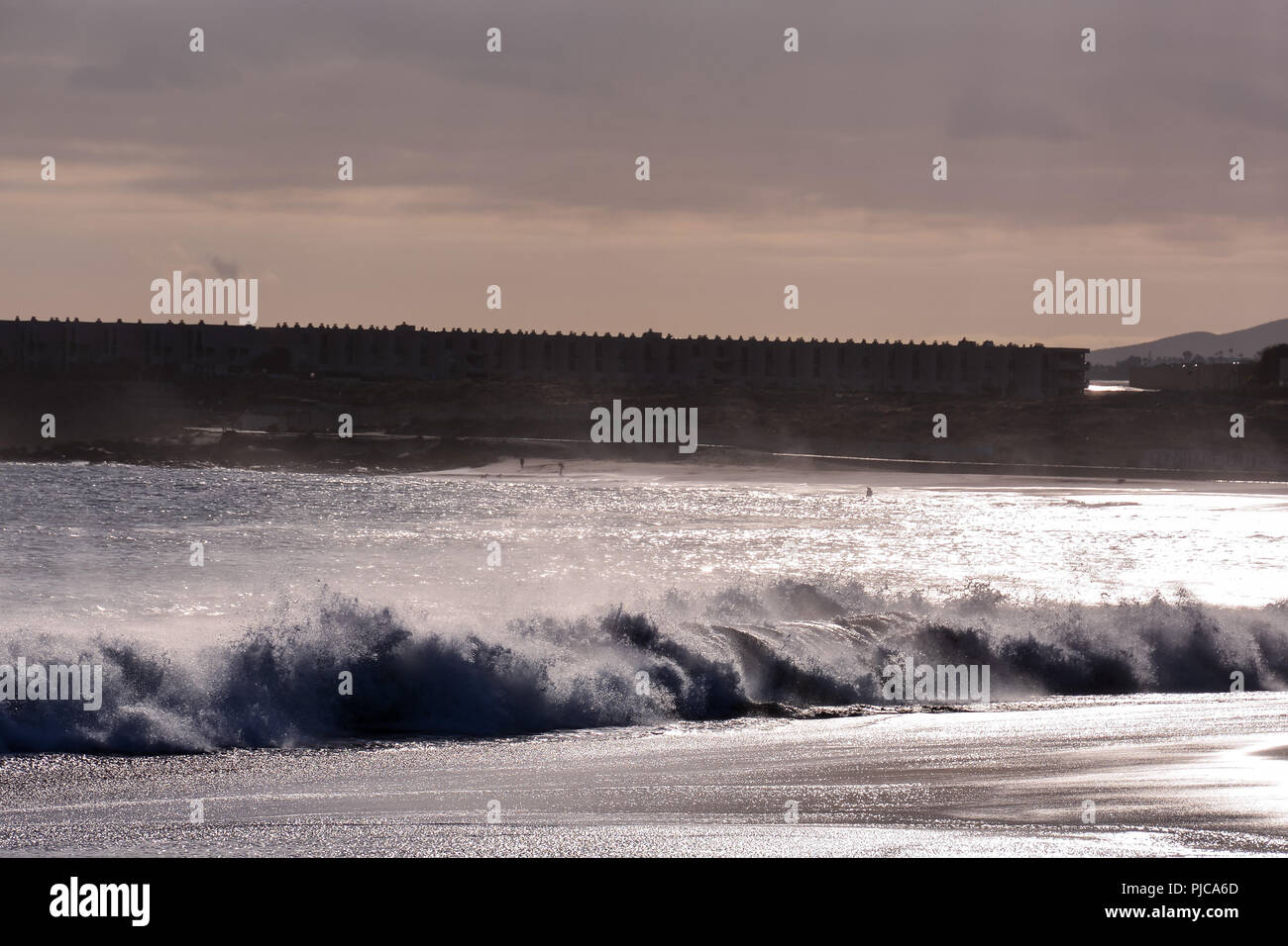 Rough Sea with Large Waves Breaking on the Coast Stock Photo Alamy