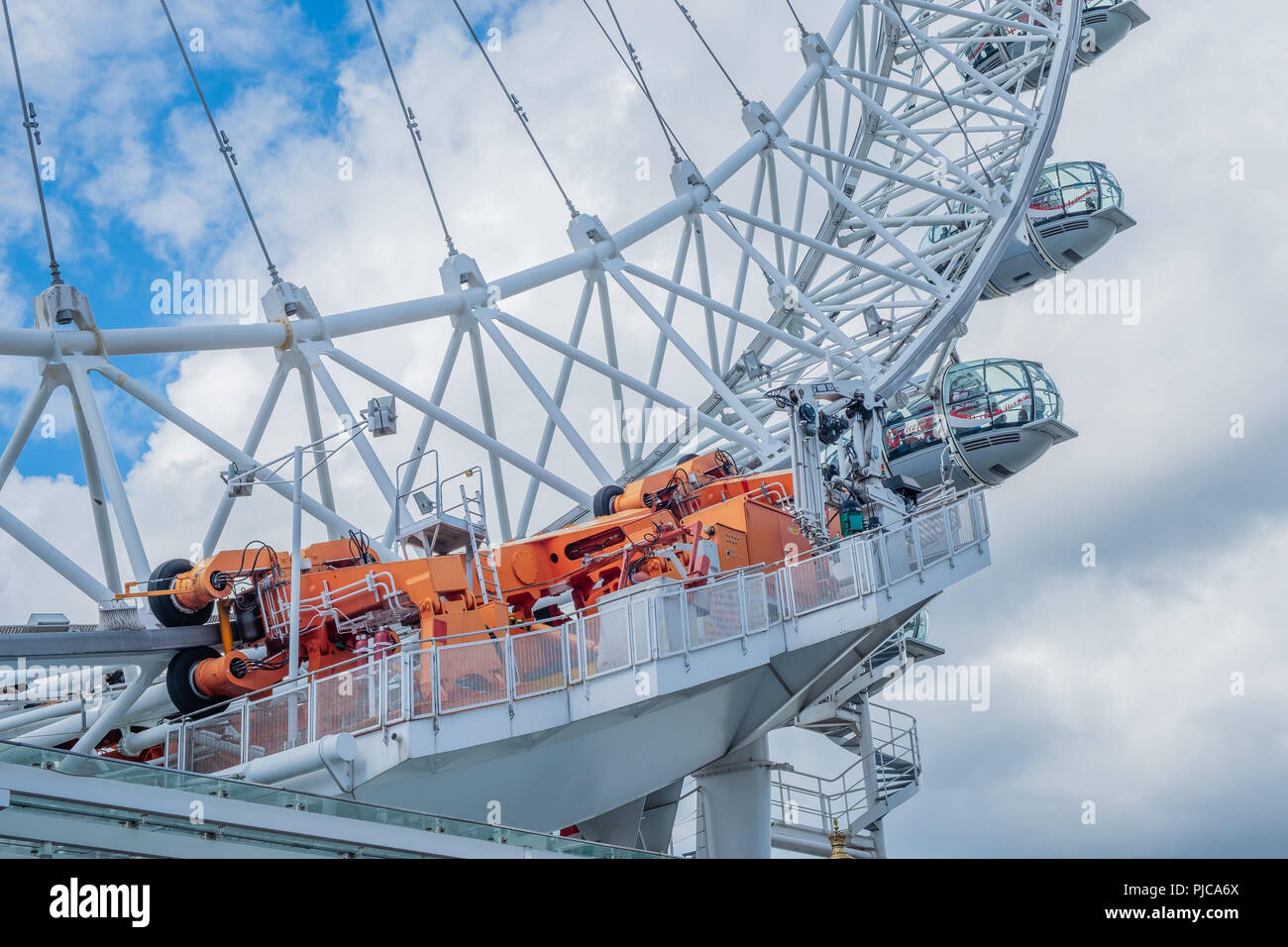 Closeup view of the operating system of the London Eye. Stock Photo