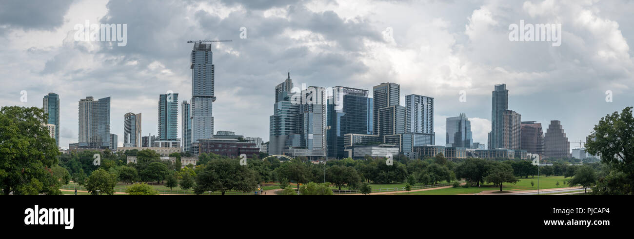 Austin Skyline from Large Park With Storm Clouds Stock Photo - Alamy