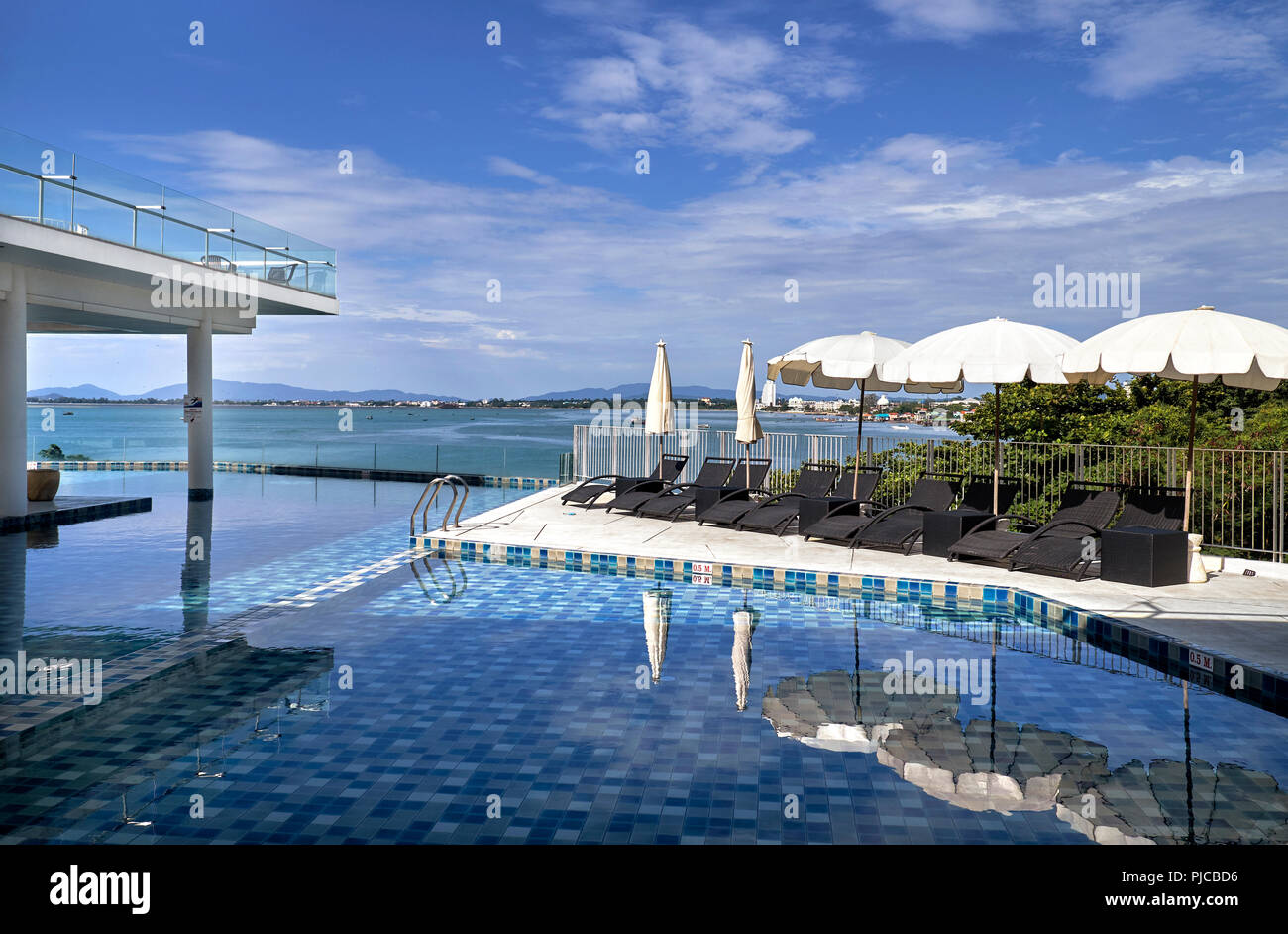 Open air swimming pool at the T six 5 luxury tropical hotel, Pattaya, Thailand, Southeast Asia Stock Photo