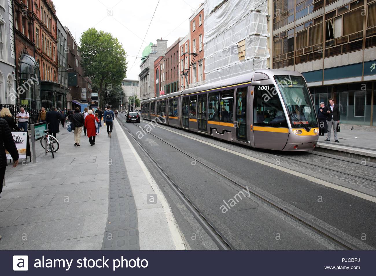 A Luas tram in Dublin city centre in Ireland on a bright day Stock Photo Alamy