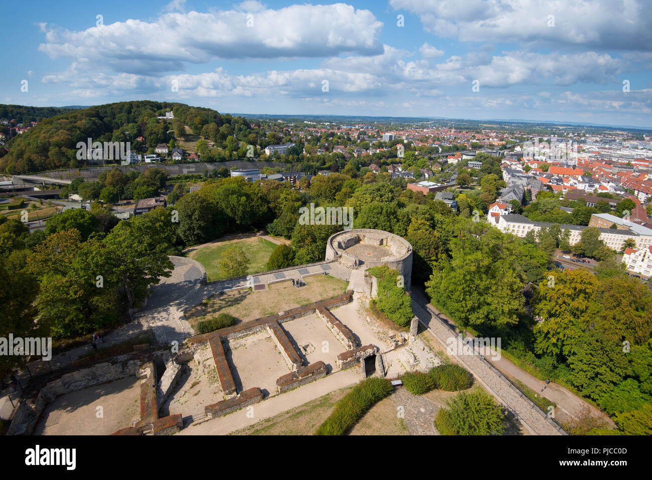 View to the city of Bielefeld in Germany from its castle Stock Photo