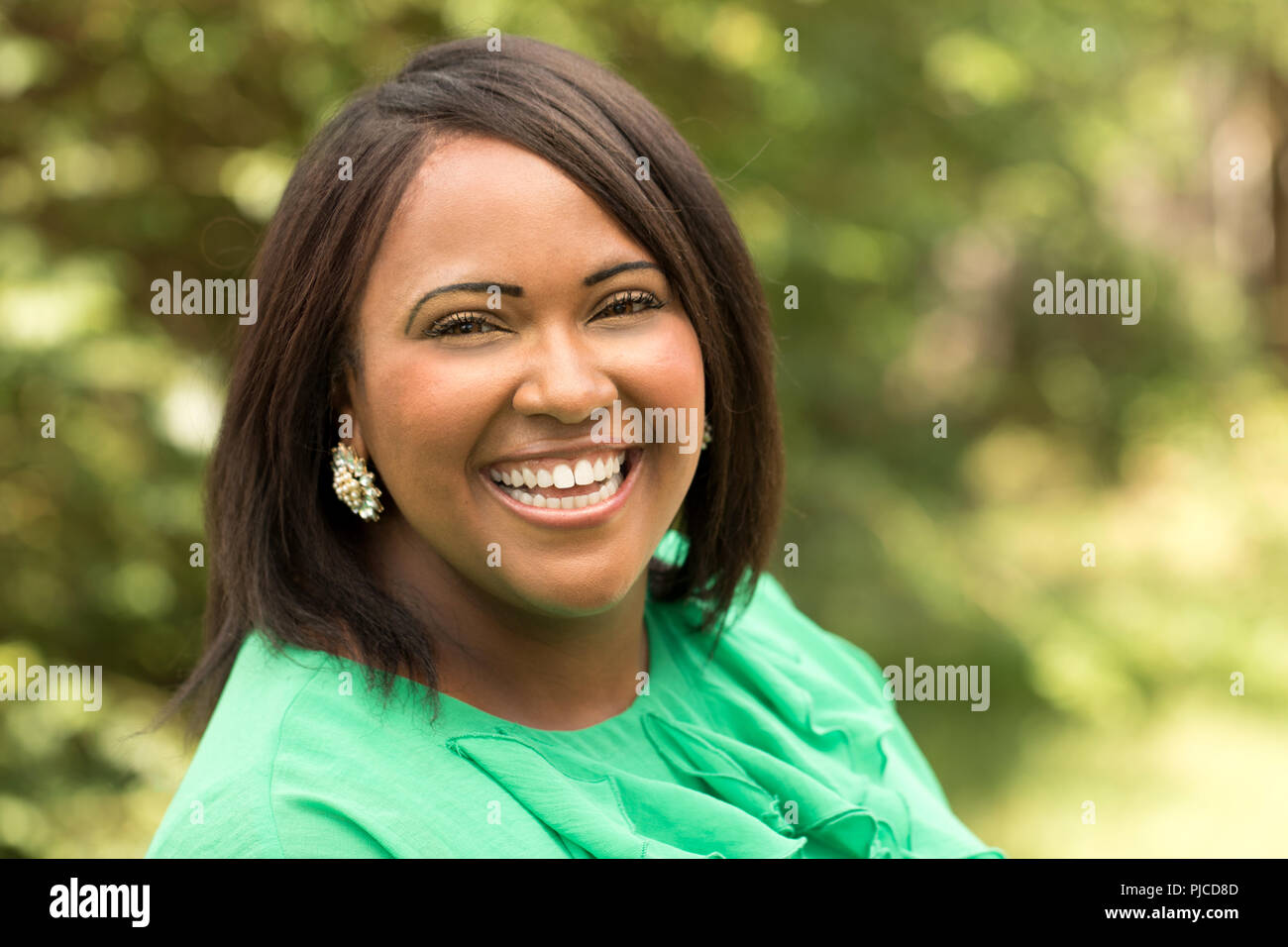 Happy African American Woman Stock Photo