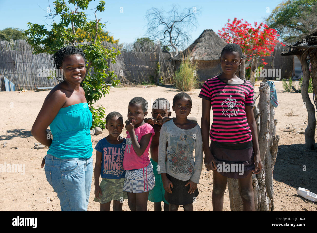 Children and youngsters, Ndiyona, Namibia, Kinder und Jugendliche Stock Photo