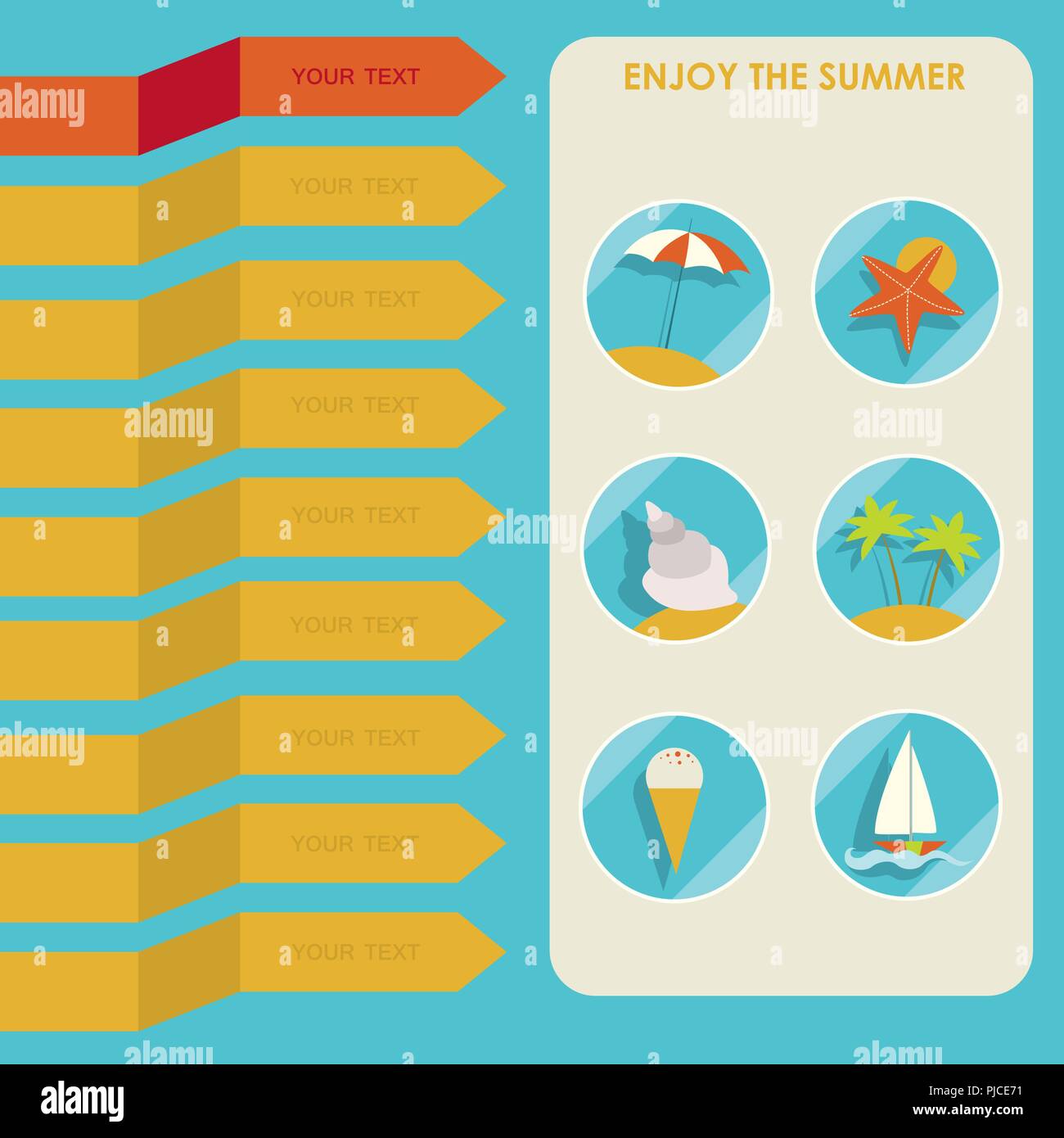 Set of summer elements. Summer holidays concept Stock Vector