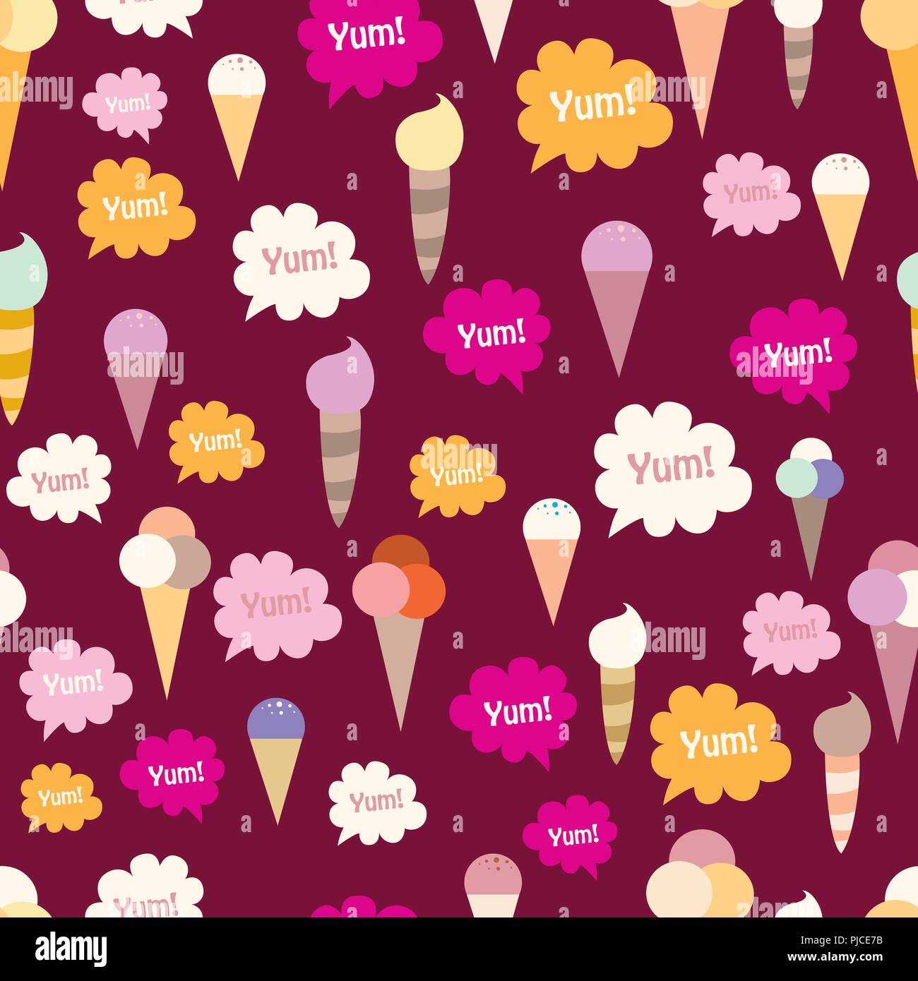 Lovely ice - cream cones seamless background pattern Stock Vector Image ...