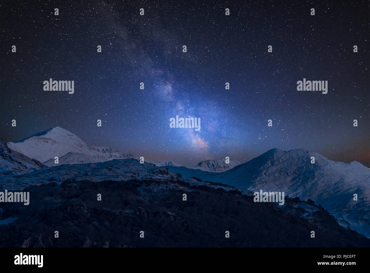 Stunning vibrant Milky Way composite image over landscape of Mount ...