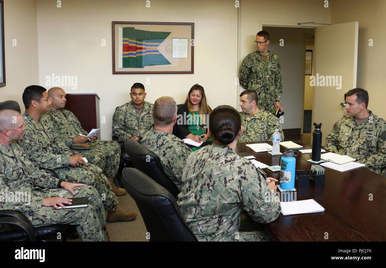 SAN DIEGO (July 18,2018) Capt. Nick Andrews (top center of table