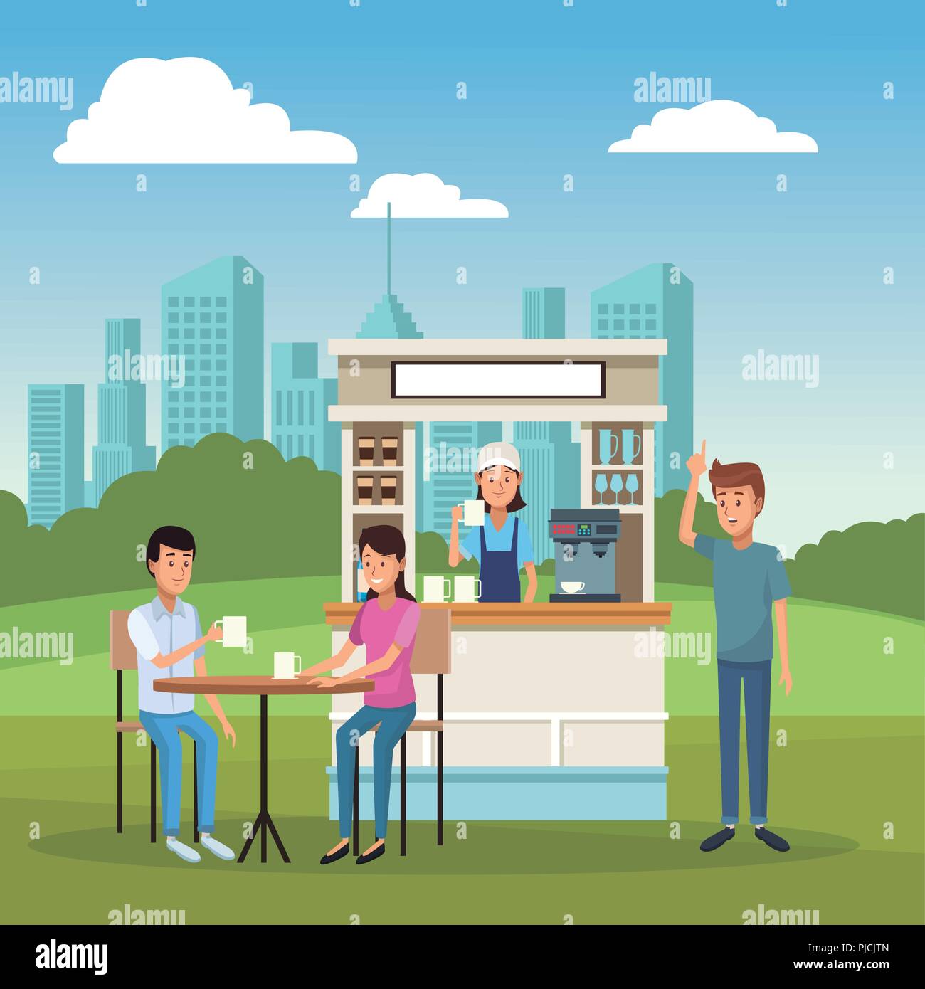 Coffee shop and customers Stock Vector