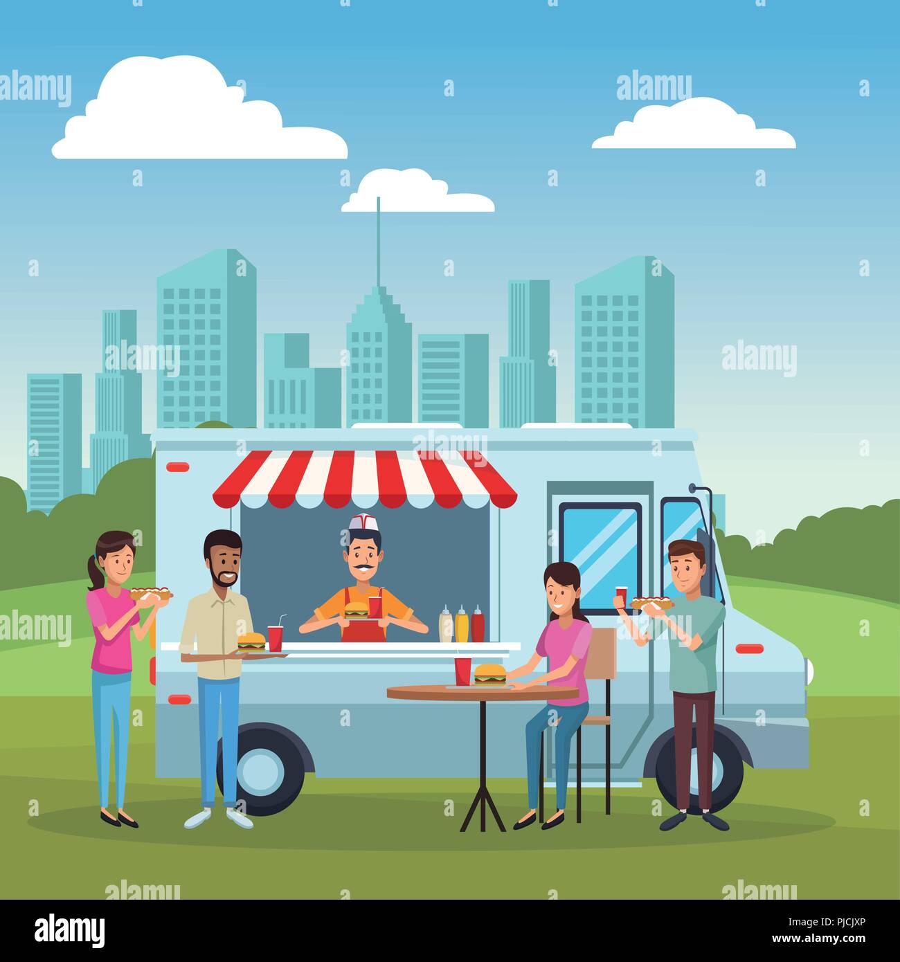Food truck and customers Stock Vector Image & Art Alamy
