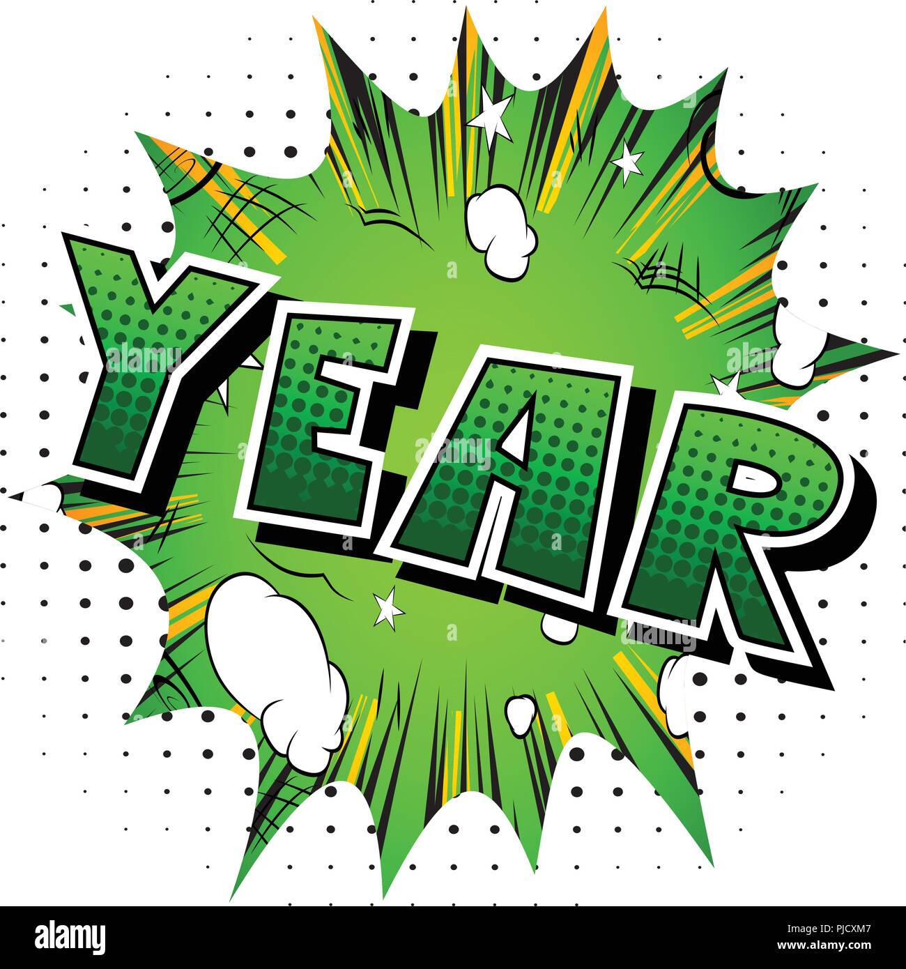 Year - Vector illustrated comic book style phrase. Stock Vector