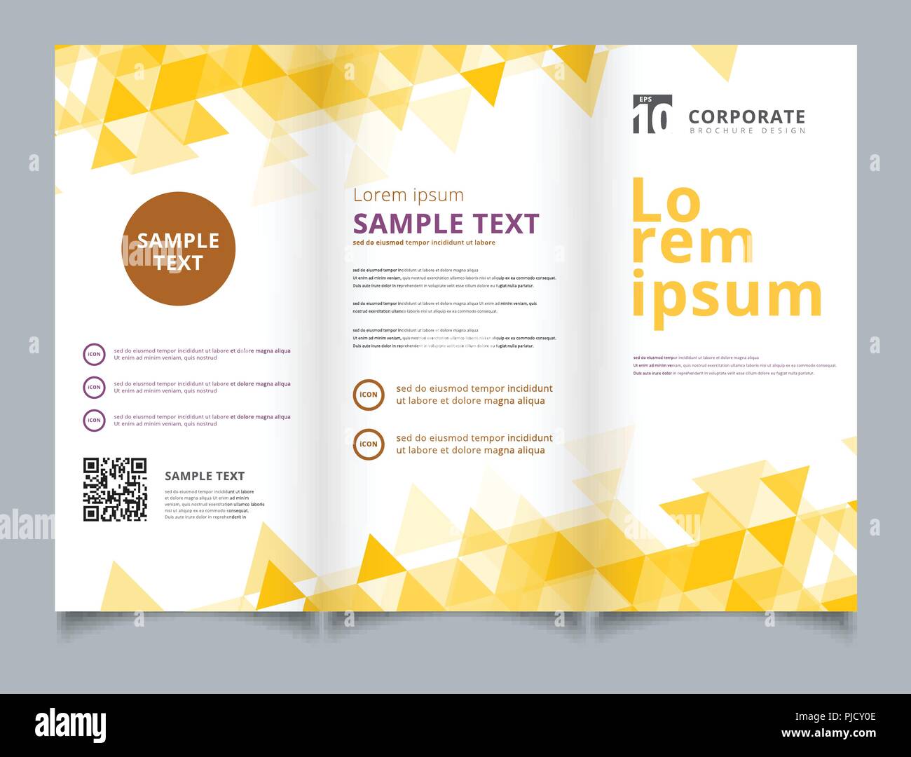 Template Brochure Layout Design Abstract Yellow Triangles Geometric On White Background You Can Use For Leaflet Flyer Annual Report Print Vector Stock Vector Image Art Alamy