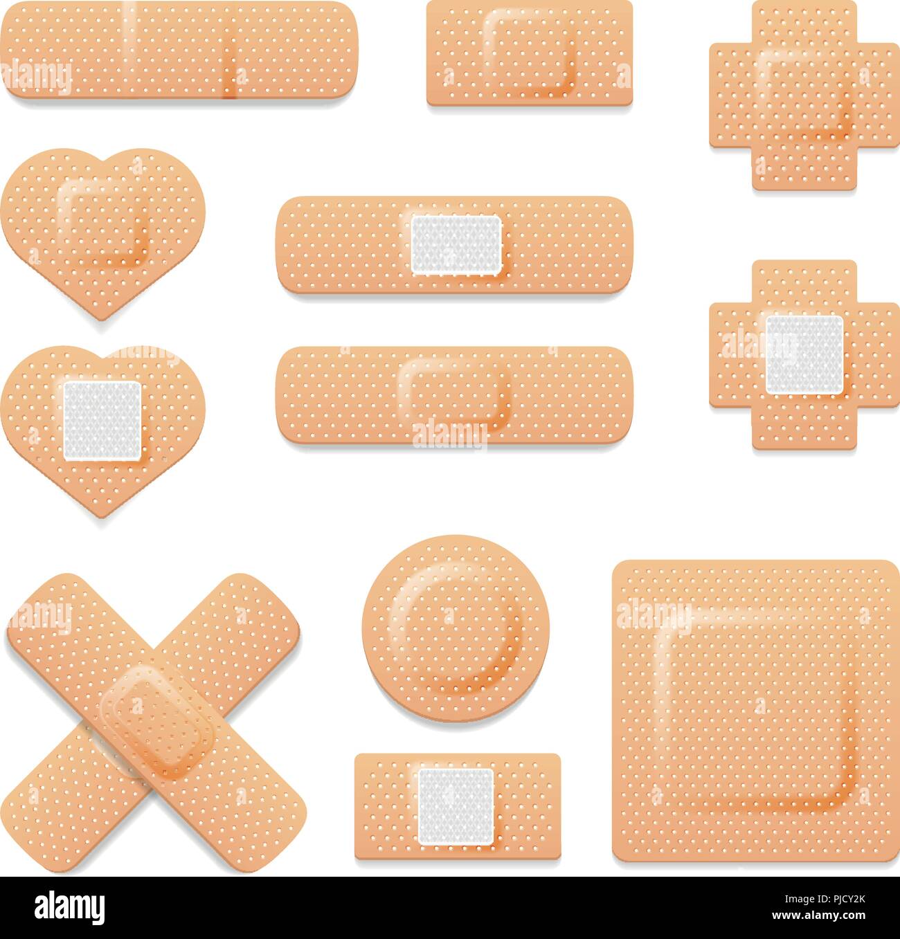 Elastic medical plasters. Adhesive bandage, called a sticking plaster  collection Stock Vector Image & Art - Alamy