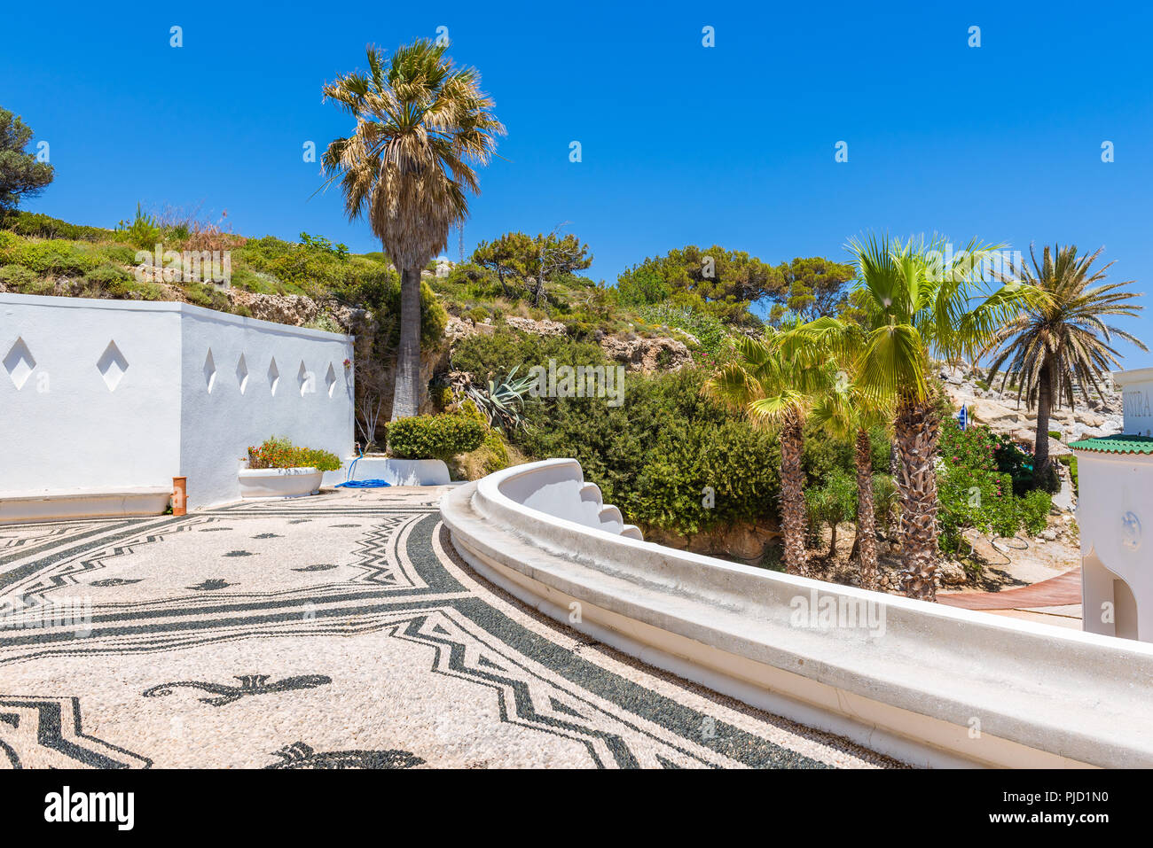 Beautiful complex of thermal Springs of Kallithea in Rhodes. Greece Stock Photo