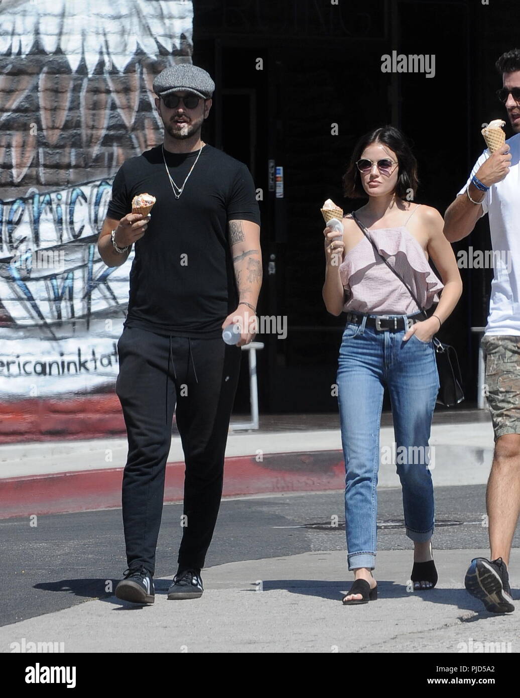 Actress Lucy Hale grabbing lunch with ashley greene's husband Paul