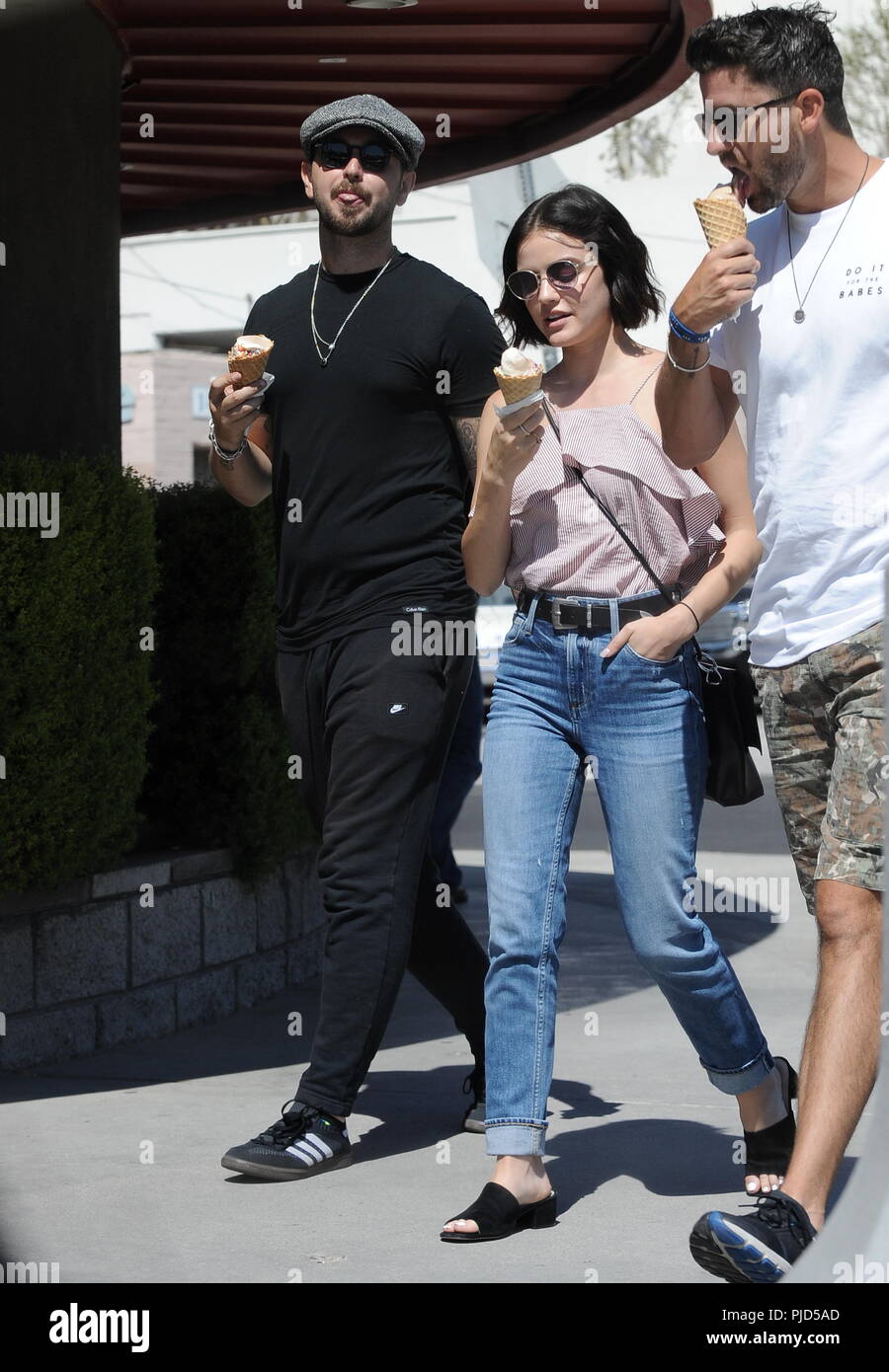 Actress Lucy Hale grabbing lunch with ashley greene's husband Paul