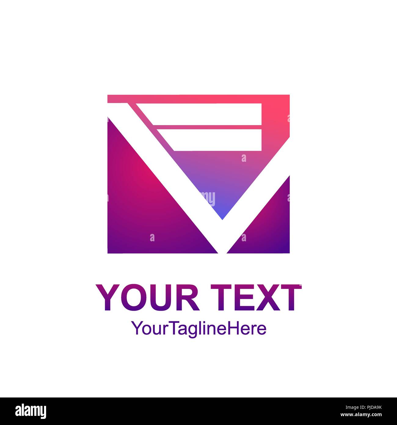 Initial letter FV logo template colorfull square design for business ...