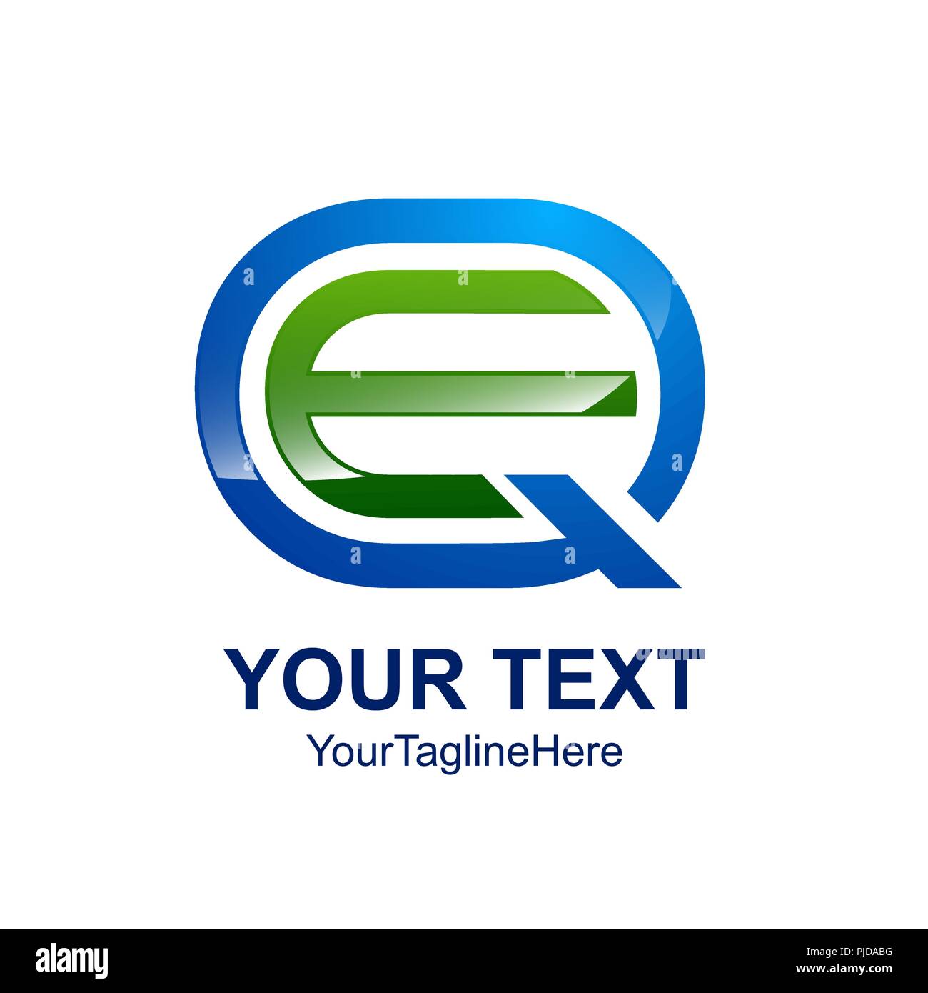 Initial letter QE or EQ logo template colored green blue design for ...