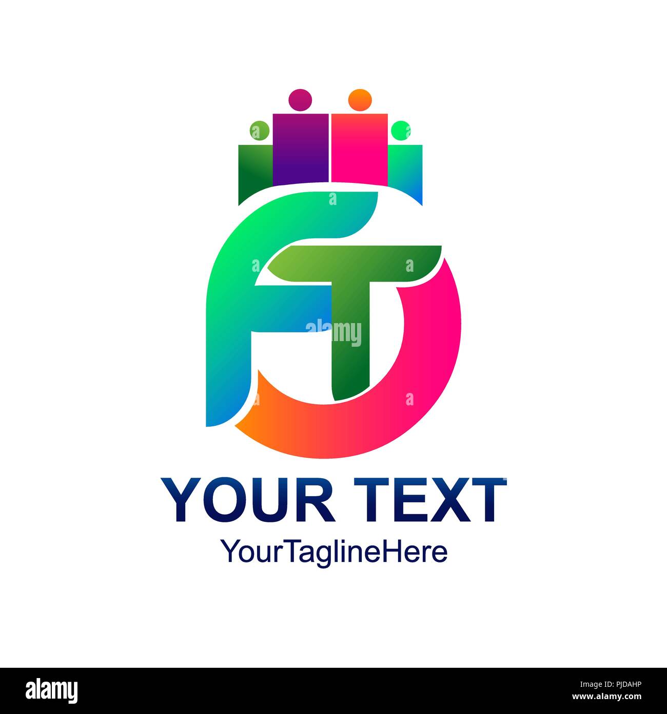 Initial letter FT logo template colorfull design for business and