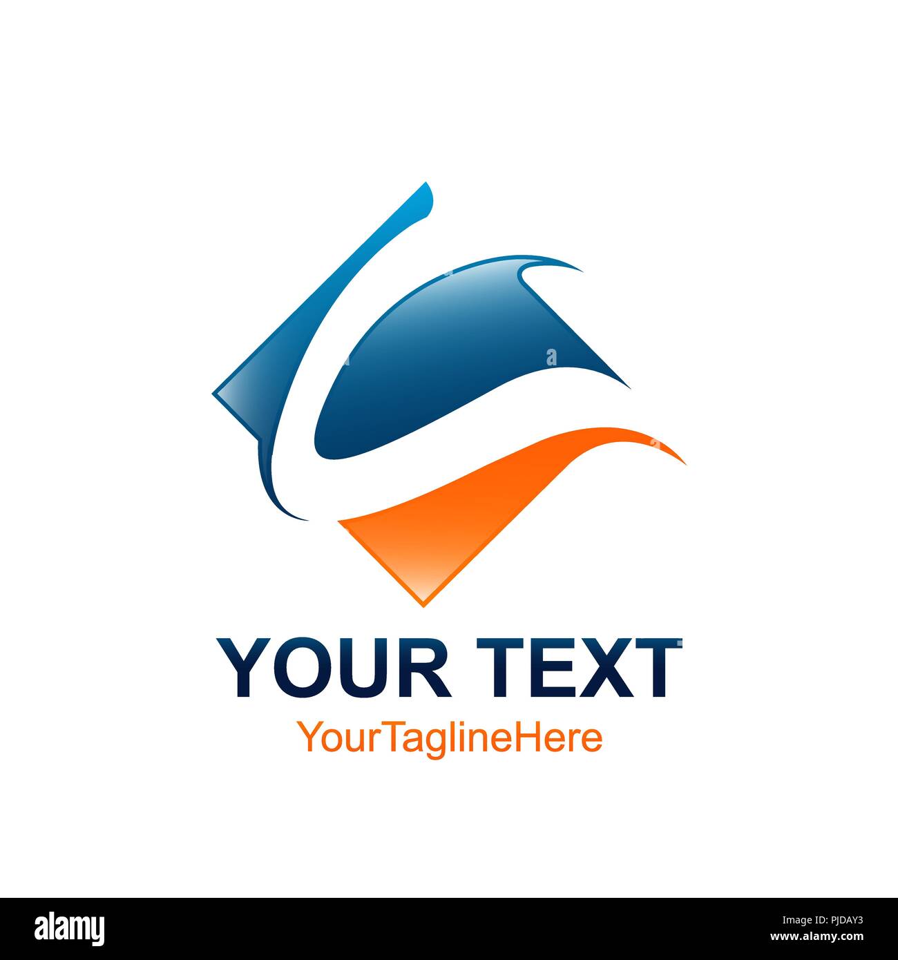 Initial letter C logo template colored blue orange square swoosh design ...