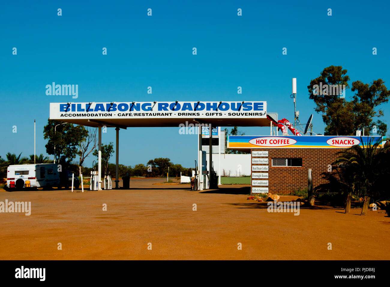 BILLABONG, AUSTRALIA - August 20, 2018: Historic Billabong Roadhouse opened and operating since 1962 Stock Photo