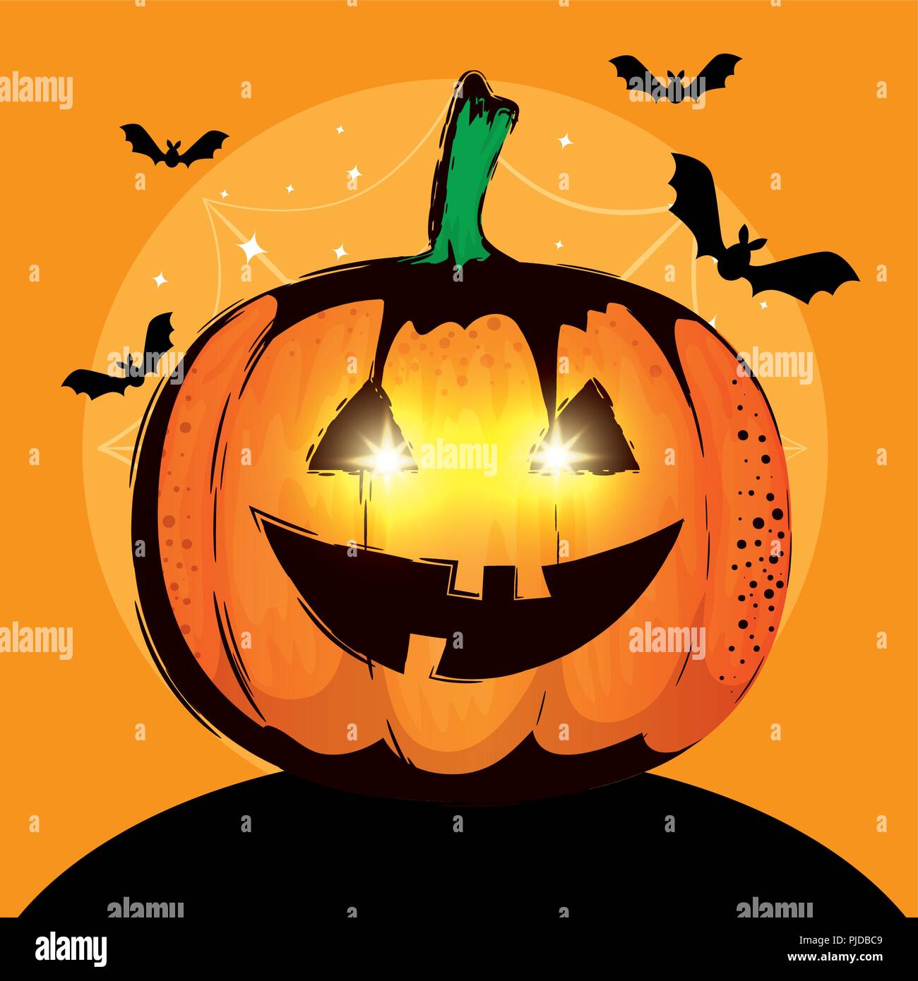 happy halloween card with pumpkin vector illustration design Stock ...