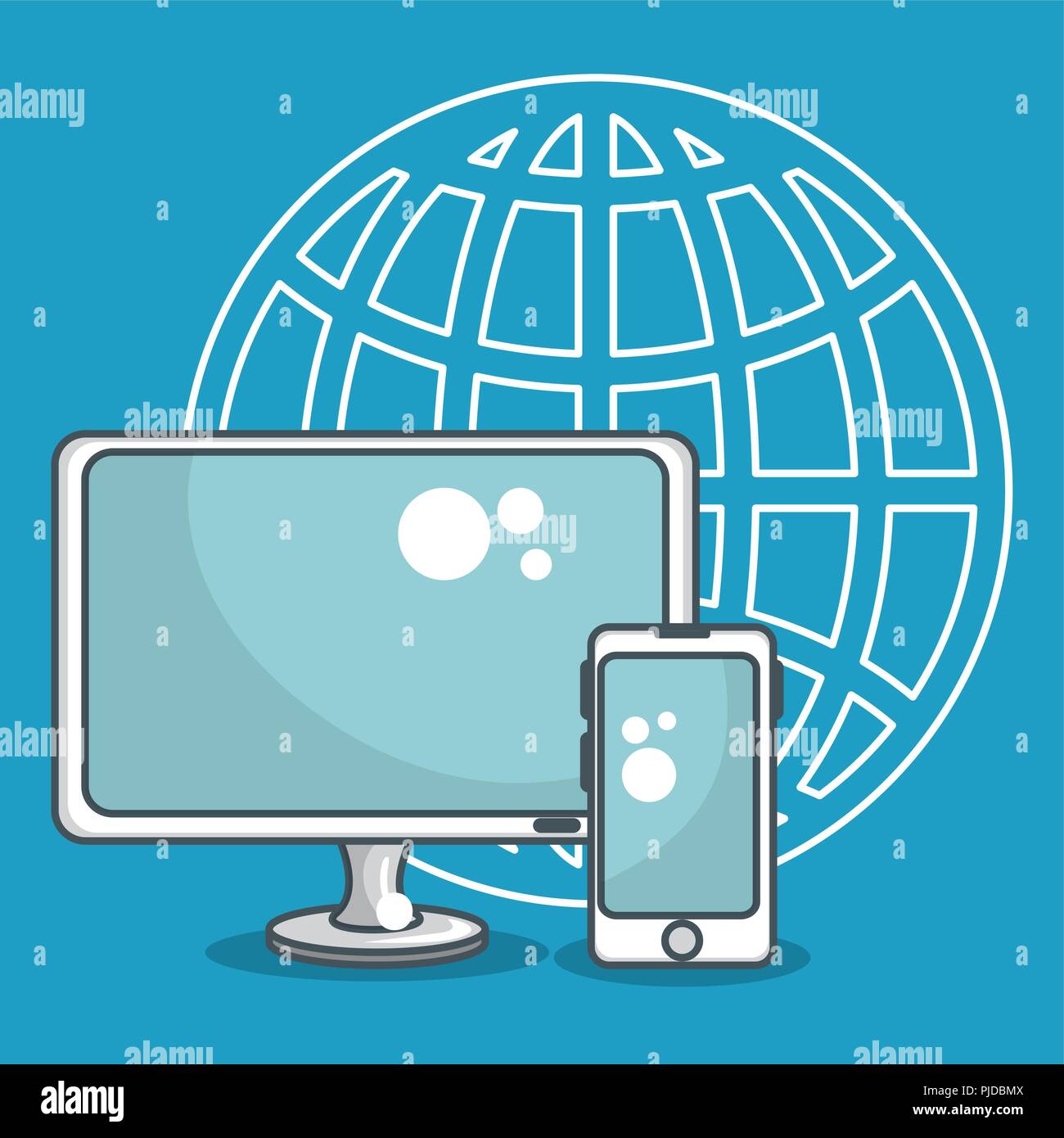 desktop computer with data center icons vector illustration design ...