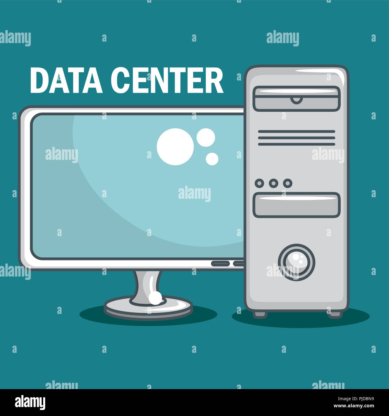 desktop computer with data center icons vector illustration design ...