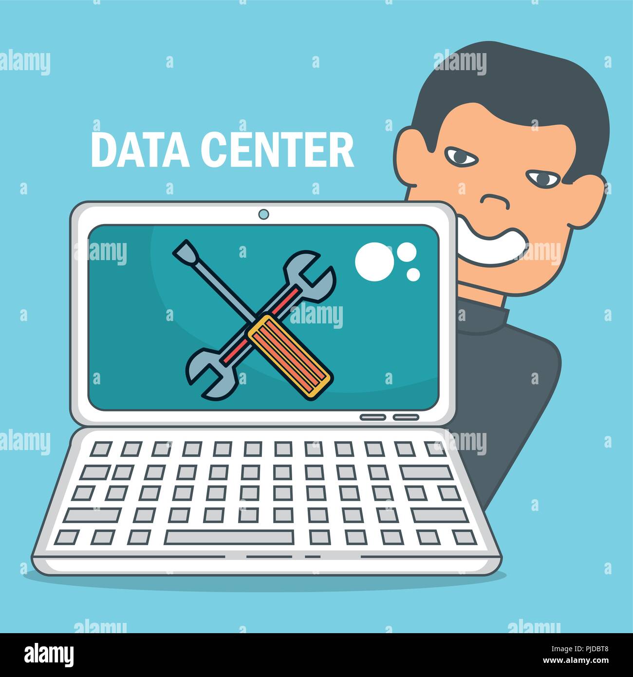 laptop computer with data center icons vector illustration design Stock ...