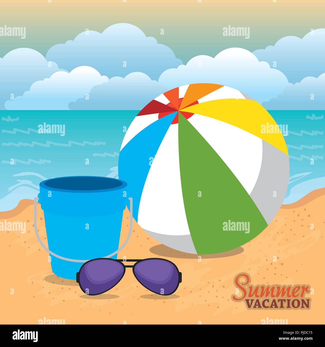 summer vacations beach with icons vector illustration design Stock ...