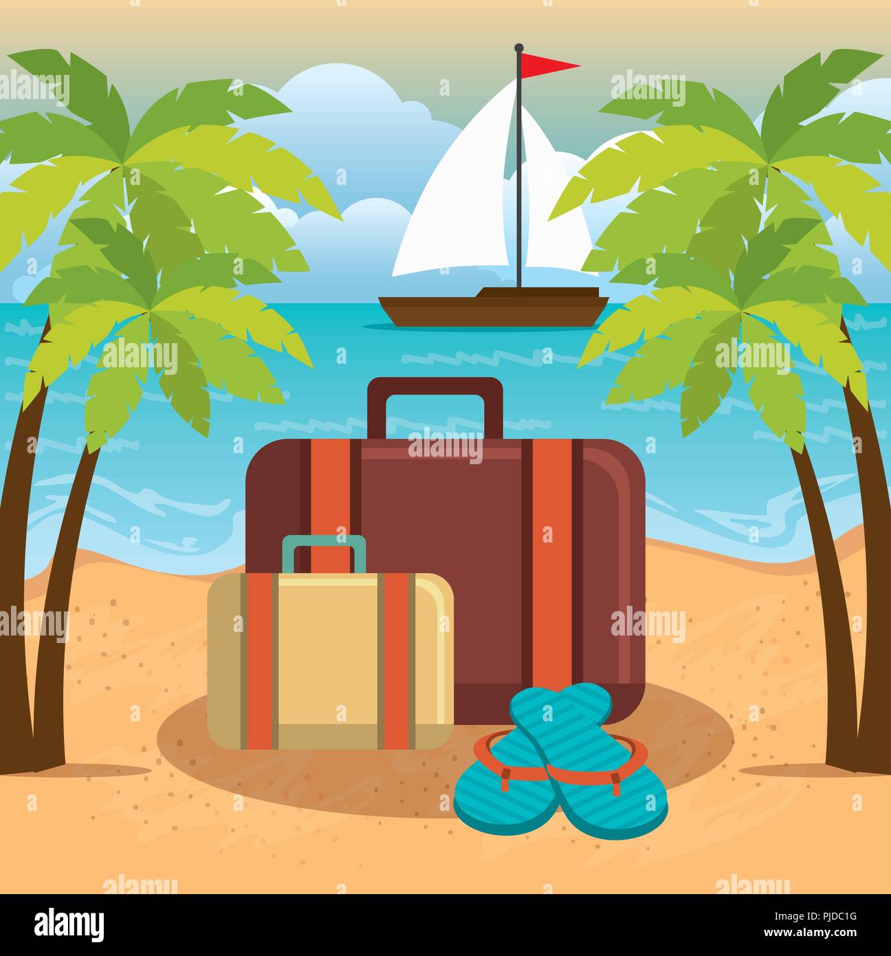 summer vacations beach with icons vector illustration design Stock ...