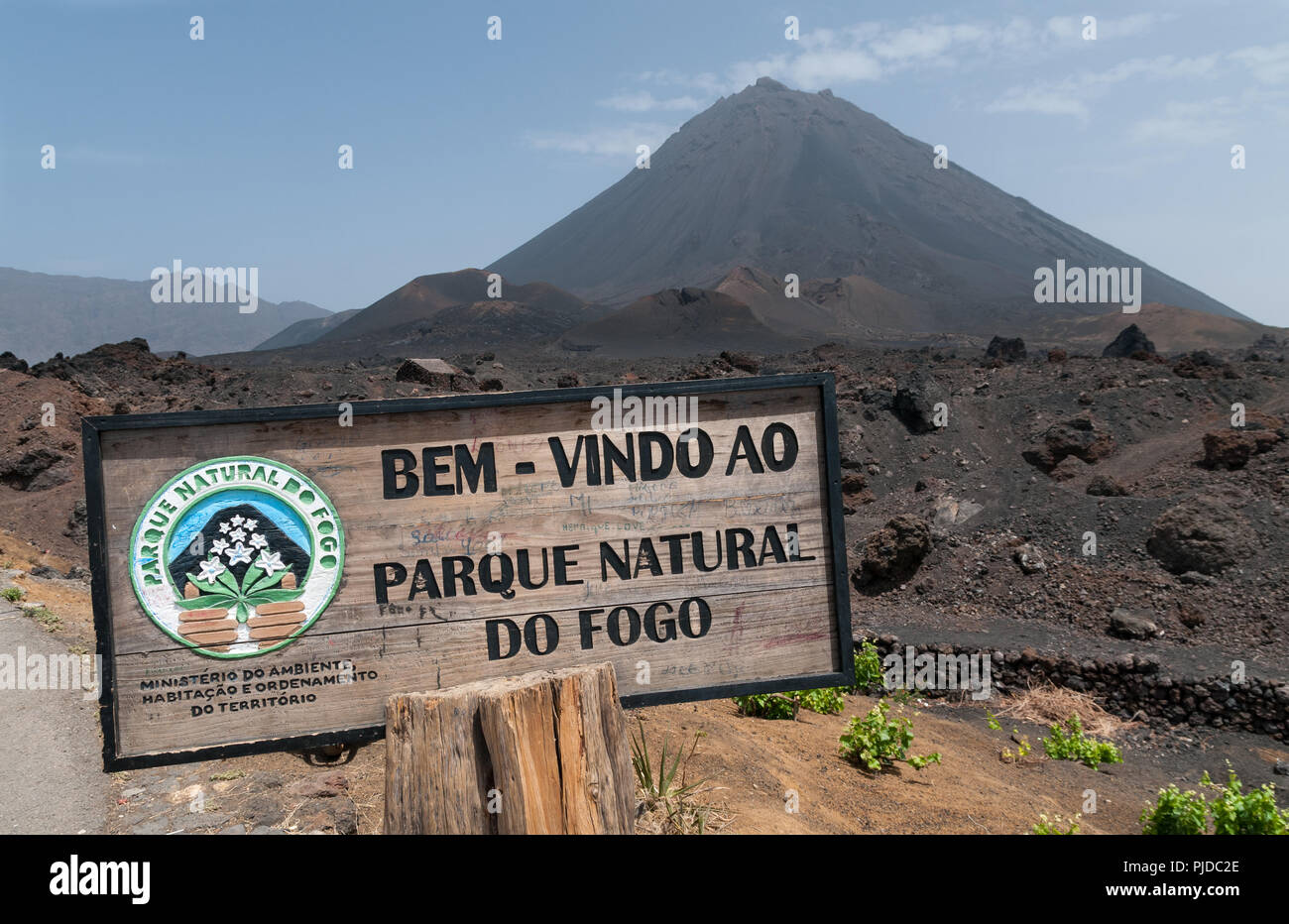 Entrance to Parque Natural Do Fogo, Fogo Island, Cape Verde Stock Photo