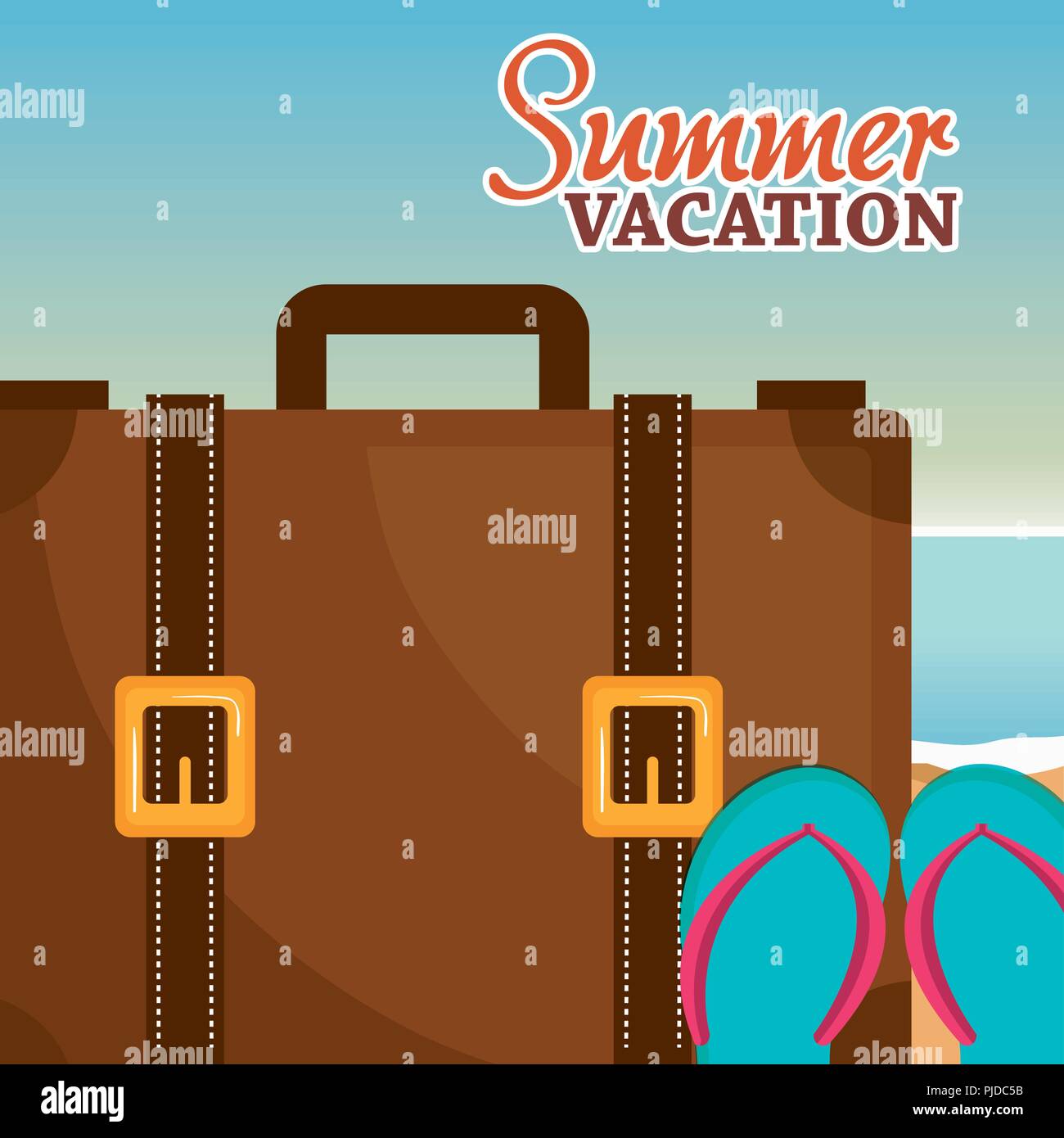 summer vacations beach with icons vector illustration design Stock ...