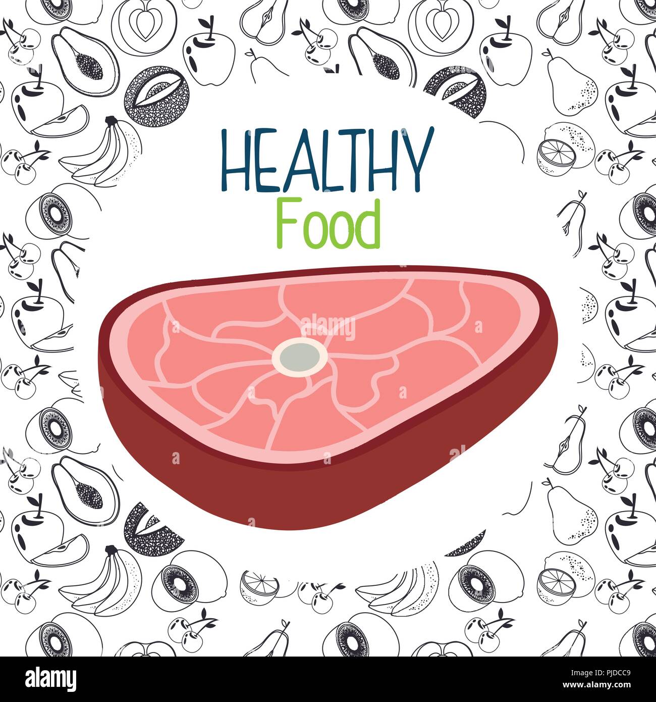 delicious beef meat healthy food vector illustration design Stock