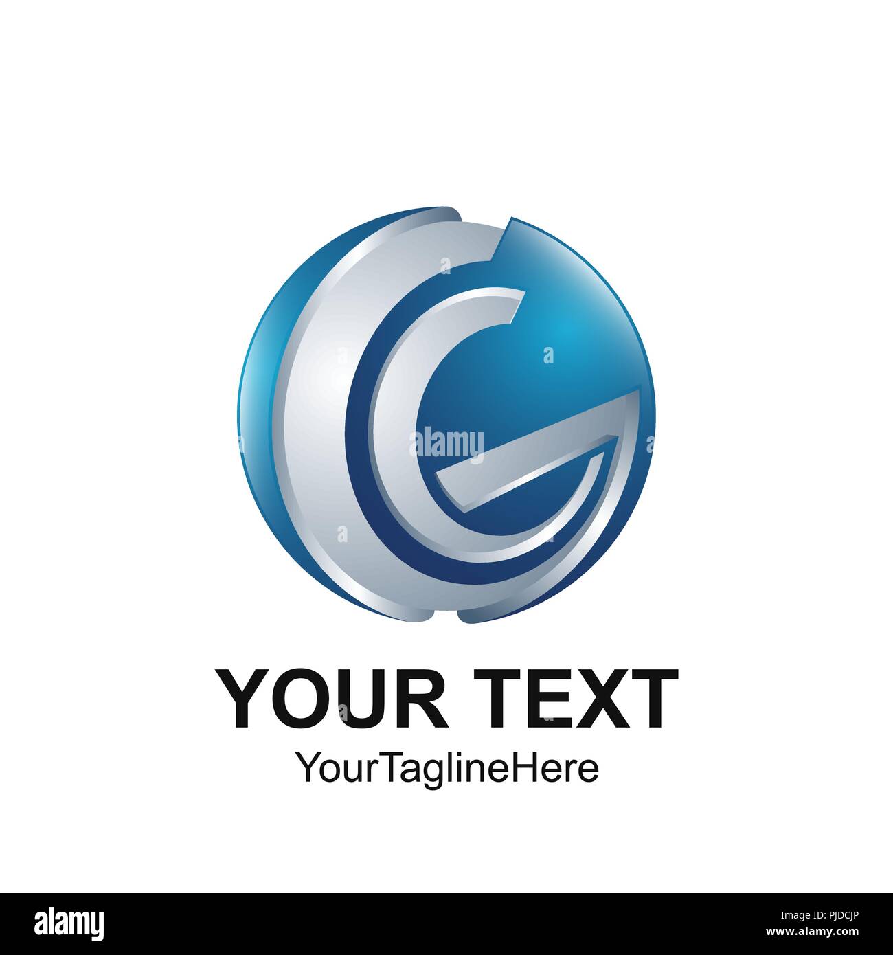 Initial letter G logo template colored blue grey rounded swoosh design ...
