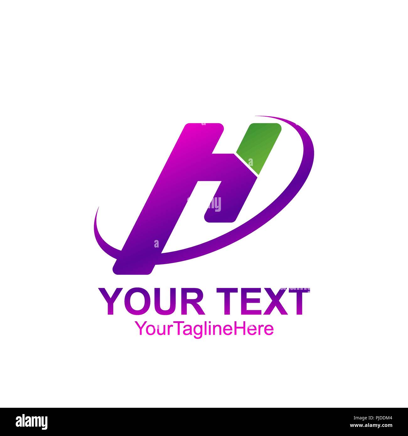 Initial letter H logo template colorful circle swoosh design for ...