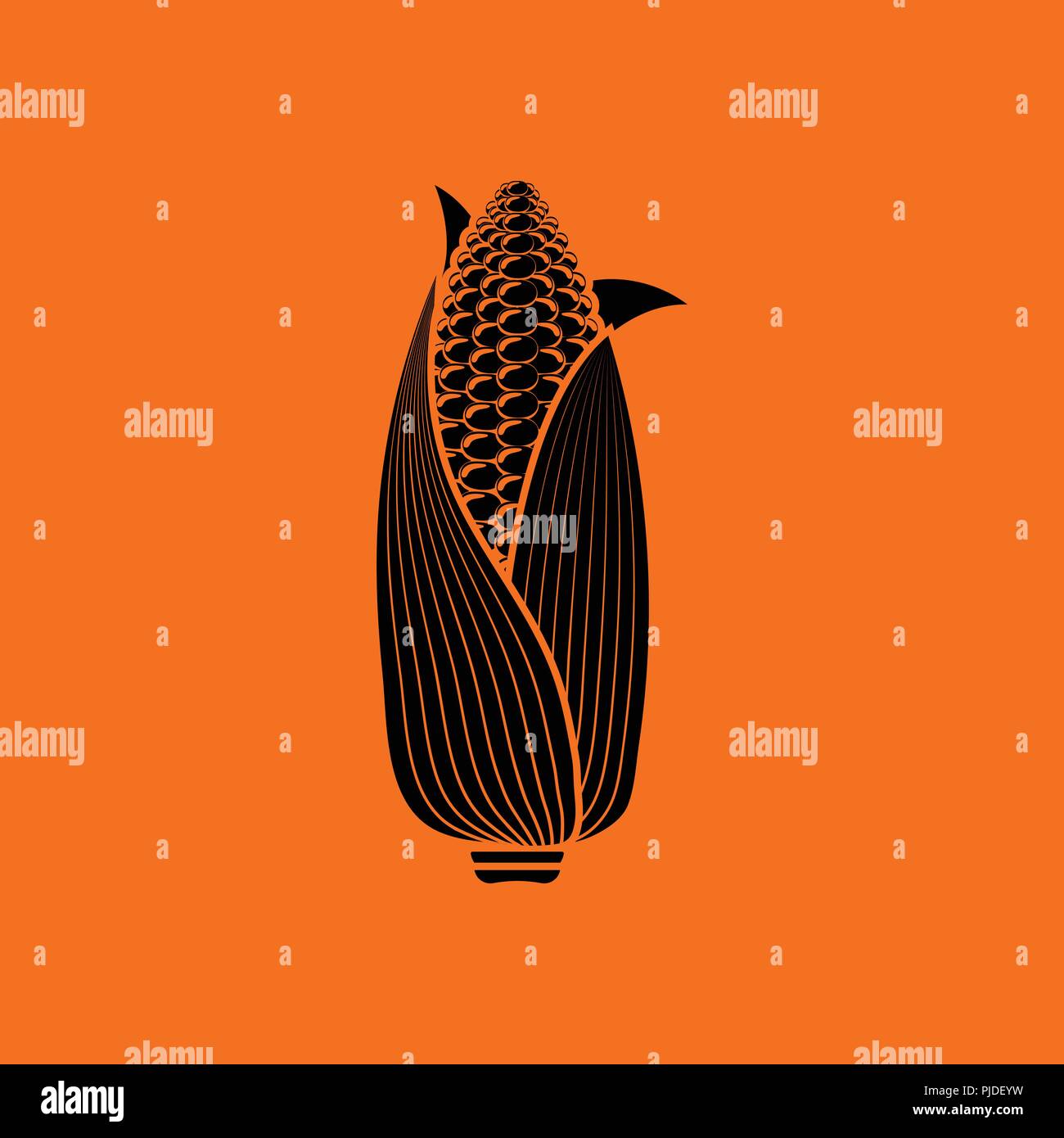 Corn icon. Orange background with black. Vector illustration. Stock Vector