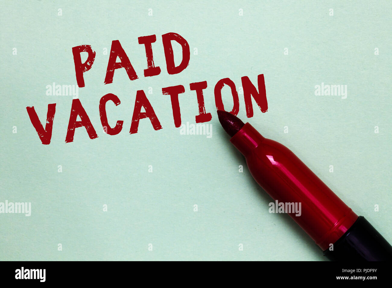 Handwriting Text Paid Vacation Concept Meaning Sabbatical Weekend Off Holiday Time Off Benefits Open Red Marker Intention Communicating Message Ideas Stock Photo Alamy