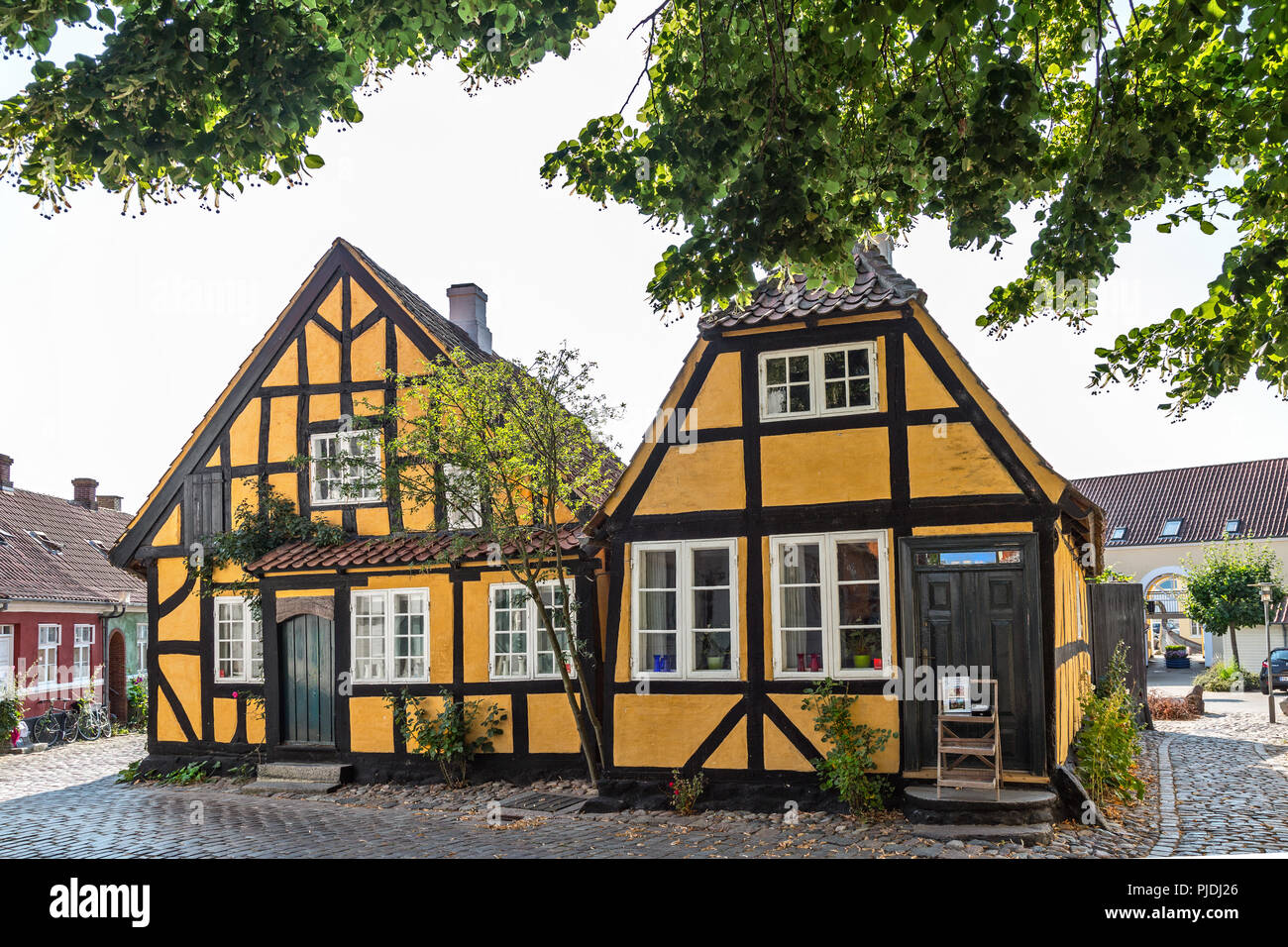 Traditional built colorful house, Faaborg Stock Photo
