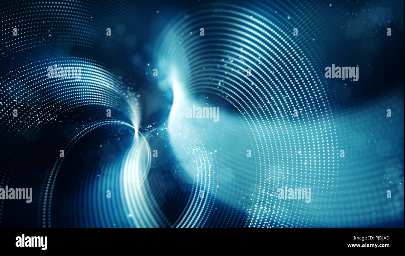 Abstract wave with dots and line blue color background Stock Photo - Alamy