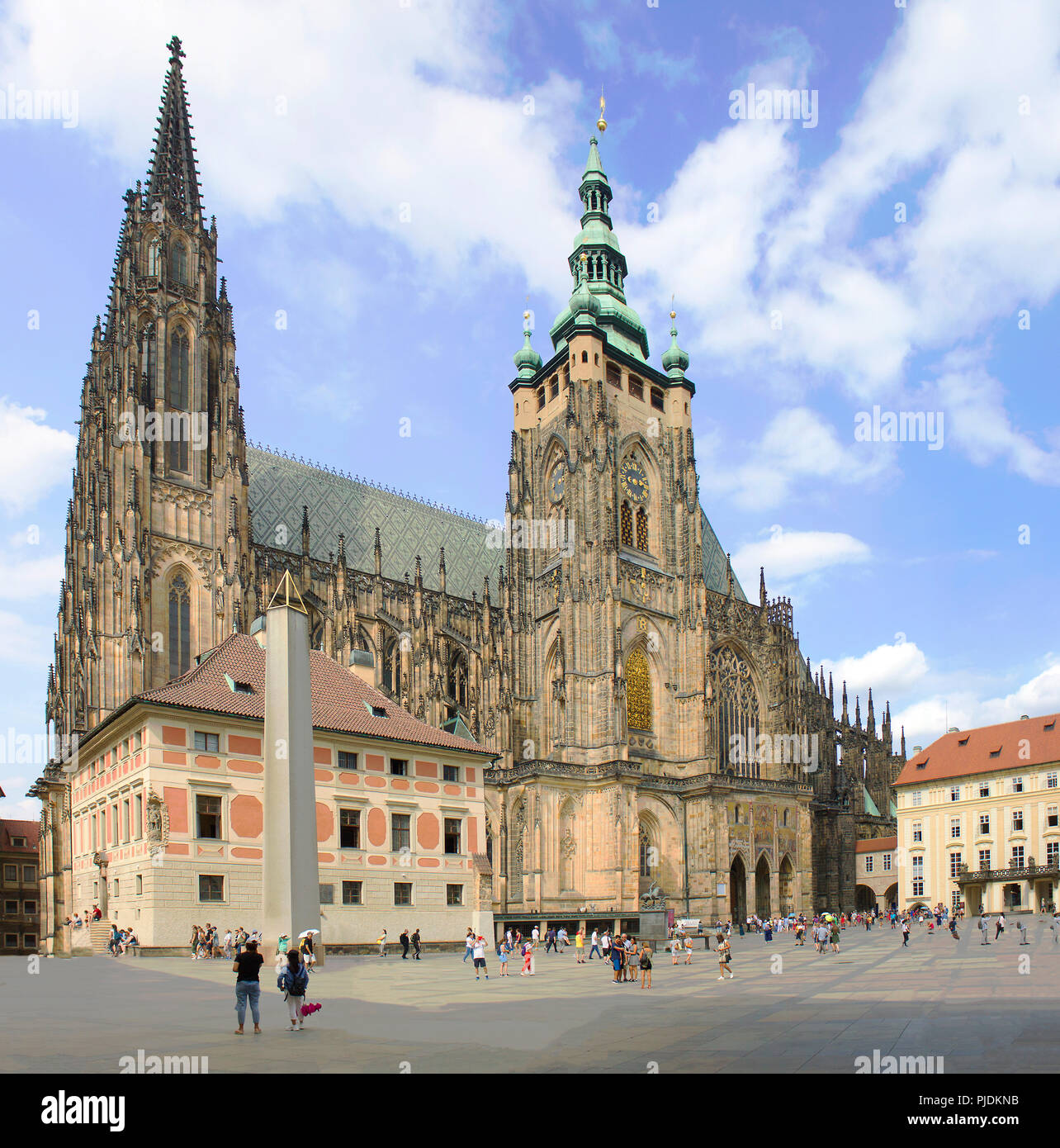 St Vitus Cathedral gothic architecture of Prague Stock Photo