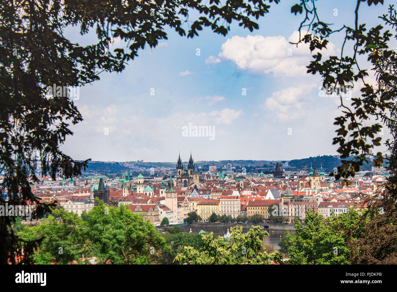 Prague summer colorful cityscape. Czech republic in summer Stock Photo