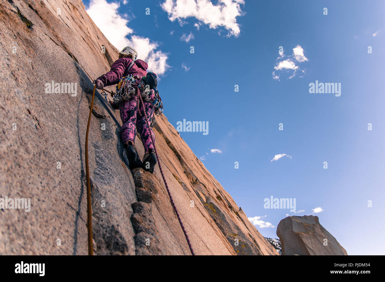 Rock climbing, Cardinal Pinnacle, California, USA Stock Photo