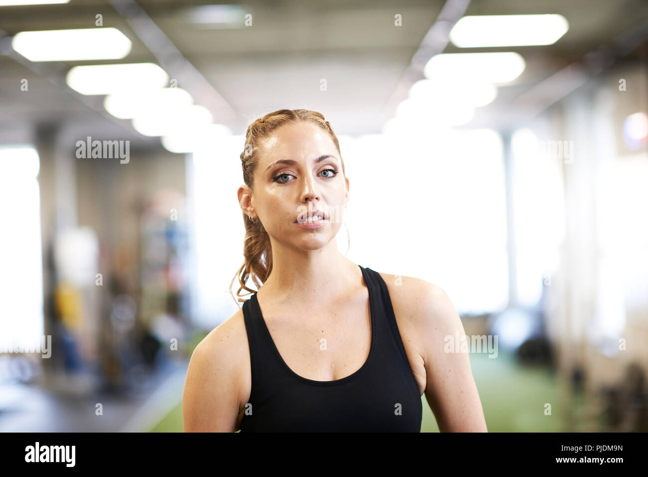 Woman in gym Stock Photo