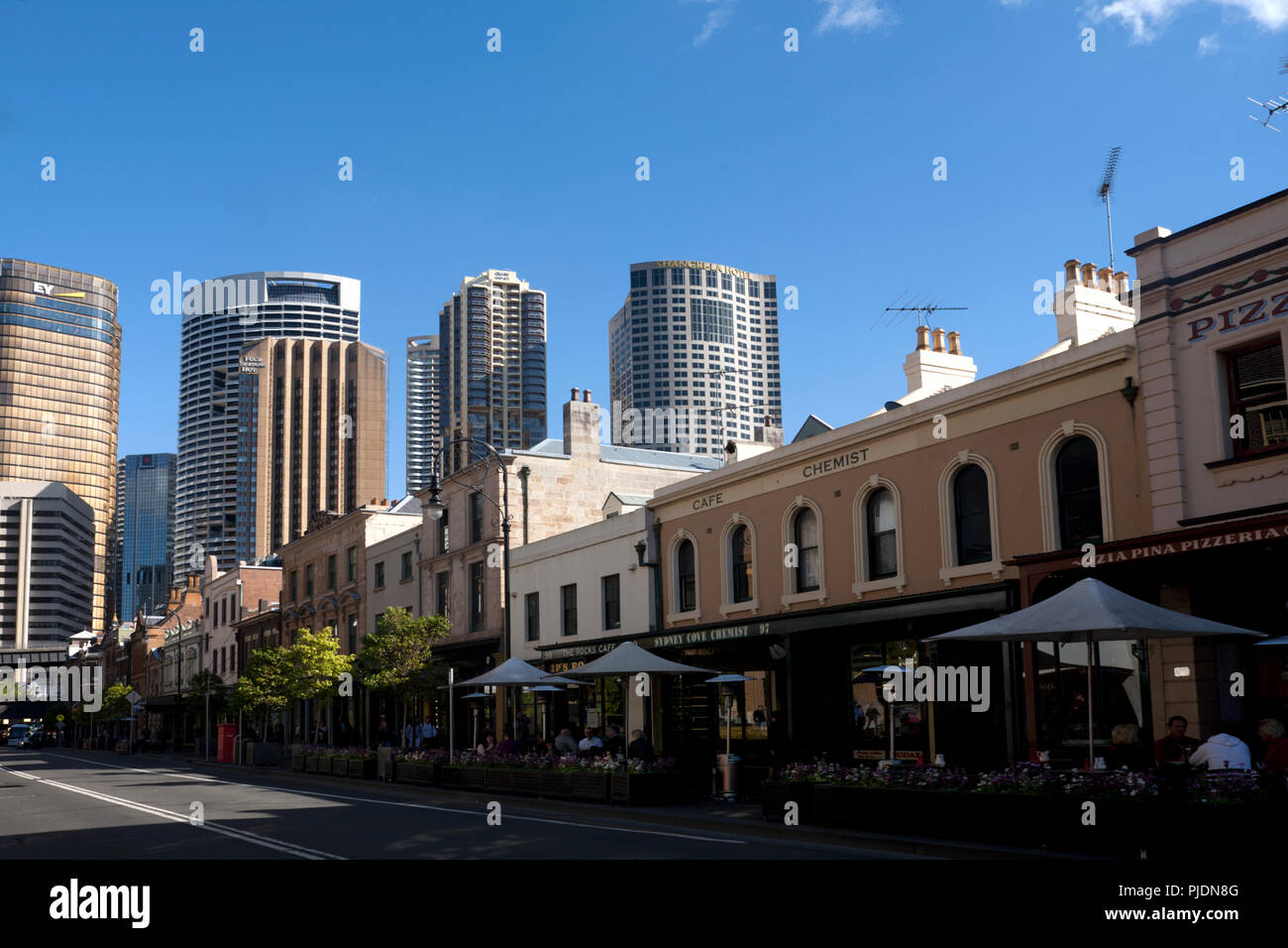 shops and cafes harrington street the rocks sydney new south wales  australia Stock Photo - Alamy