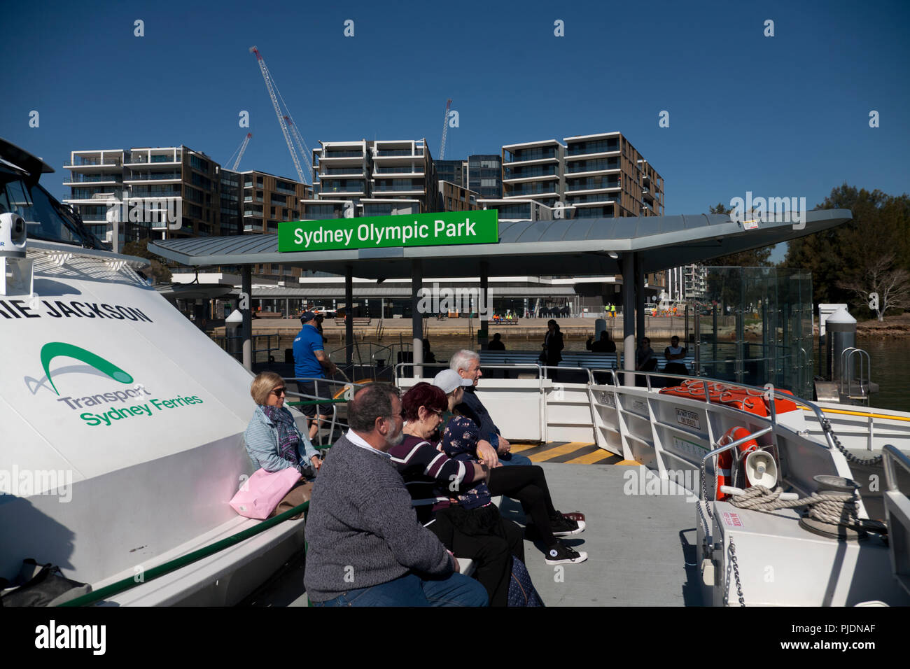 ferry at sydney olympic park ferry station parramatta river sydney new south wales australia Stock Photo