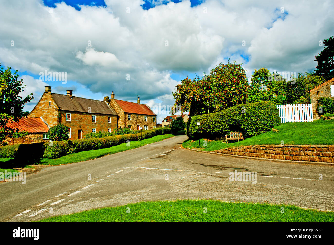 Village Green and Road Junction, Borrowby, North Yorkshire, England