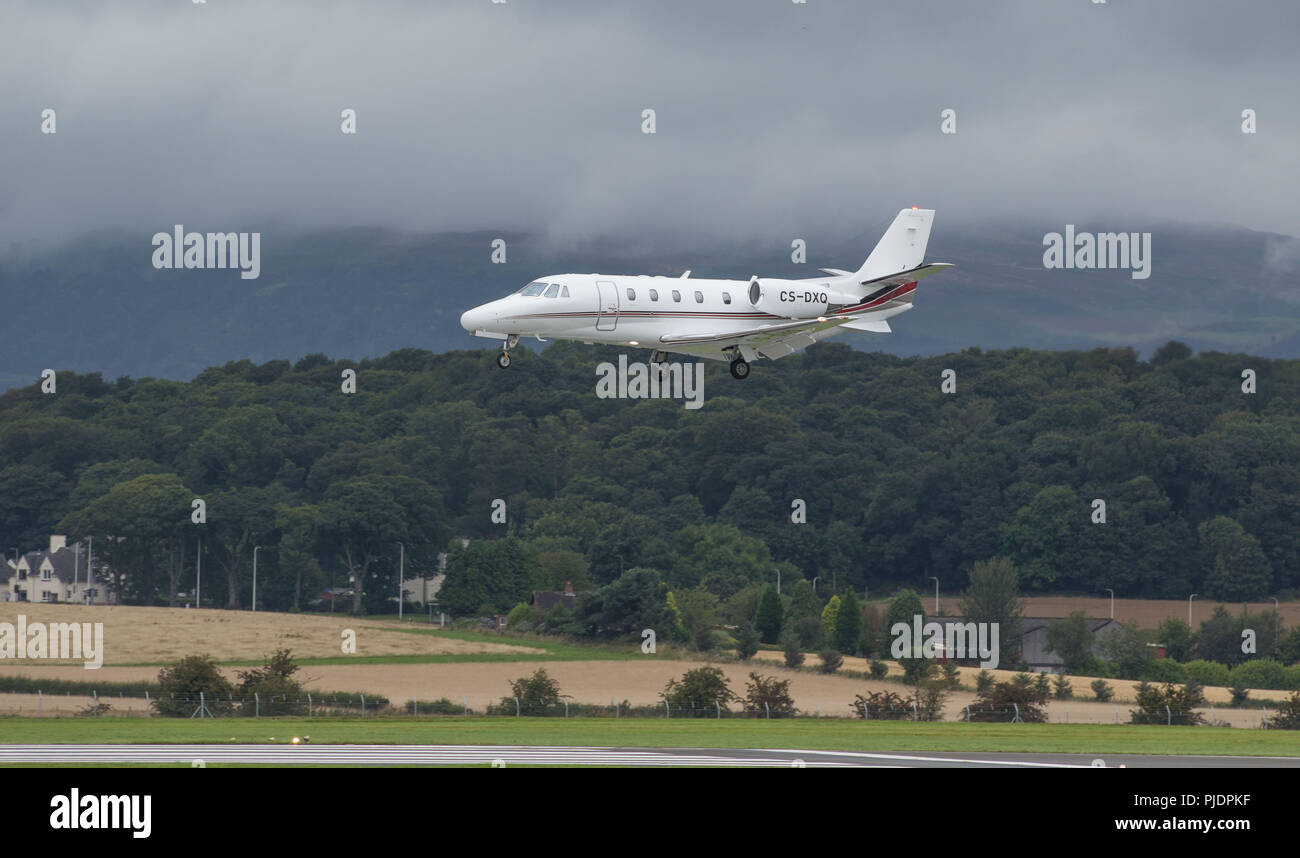 Cessna Citation business jet seen at Glasgow International Airport, Renfrewshire, Scotland. Stock Photo