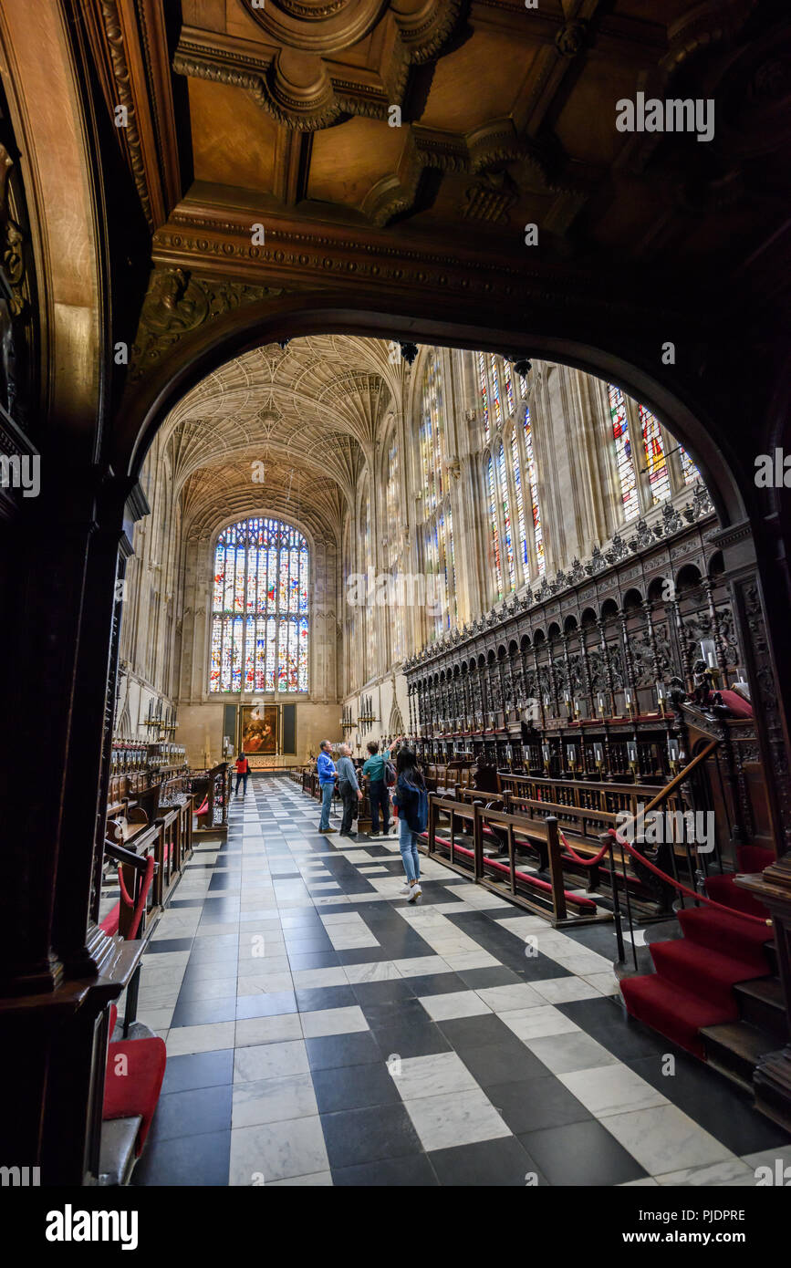 Tudor Rood Screen View of the choir and west window from the portal of the oak rood ...